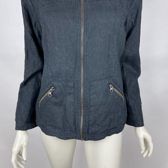 Garnet Hill Everyday Linen Jacket Women 8 Lined Full Zip Long Sleeve Round Neck - Picture 6 of 13
